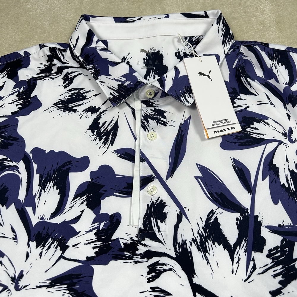 Puma Polo Shirt Men Large Stretch Performance Golf Floral Summer Print Mattr